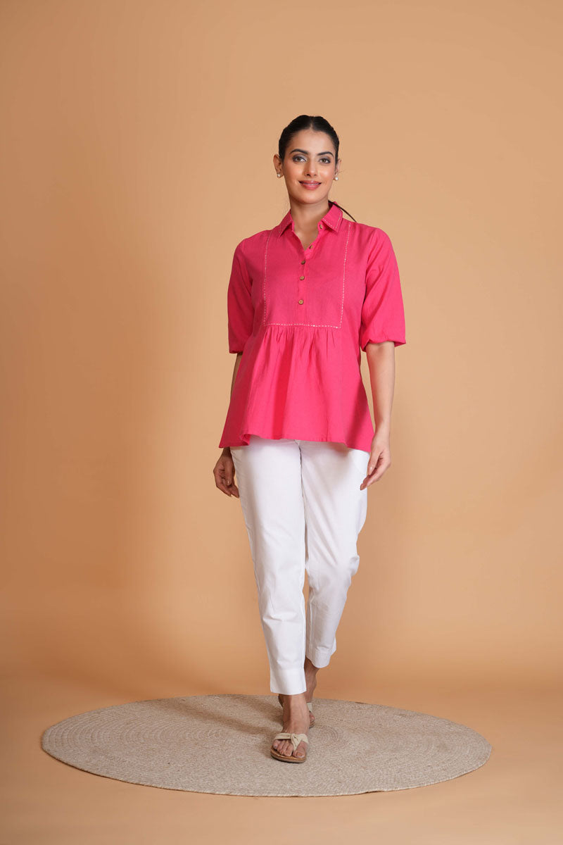 Hot Pink Flex A-Line Top