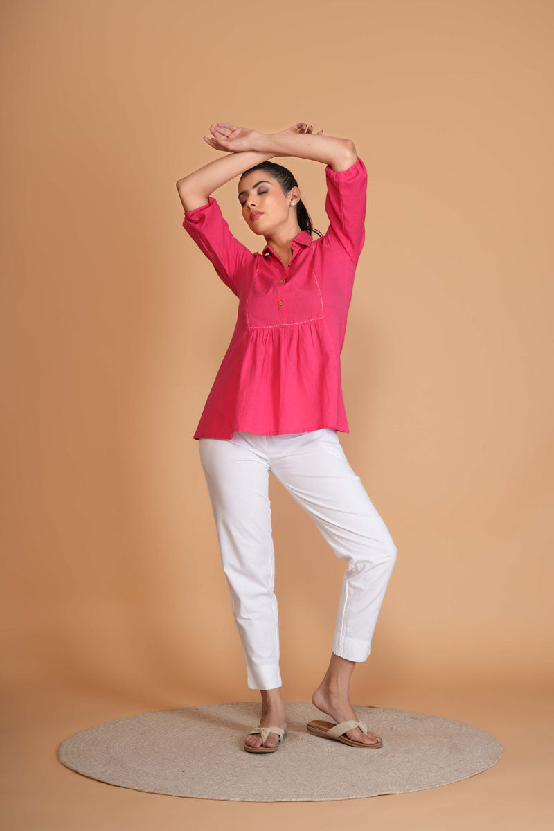 Hot Pink Flex A-Line Top