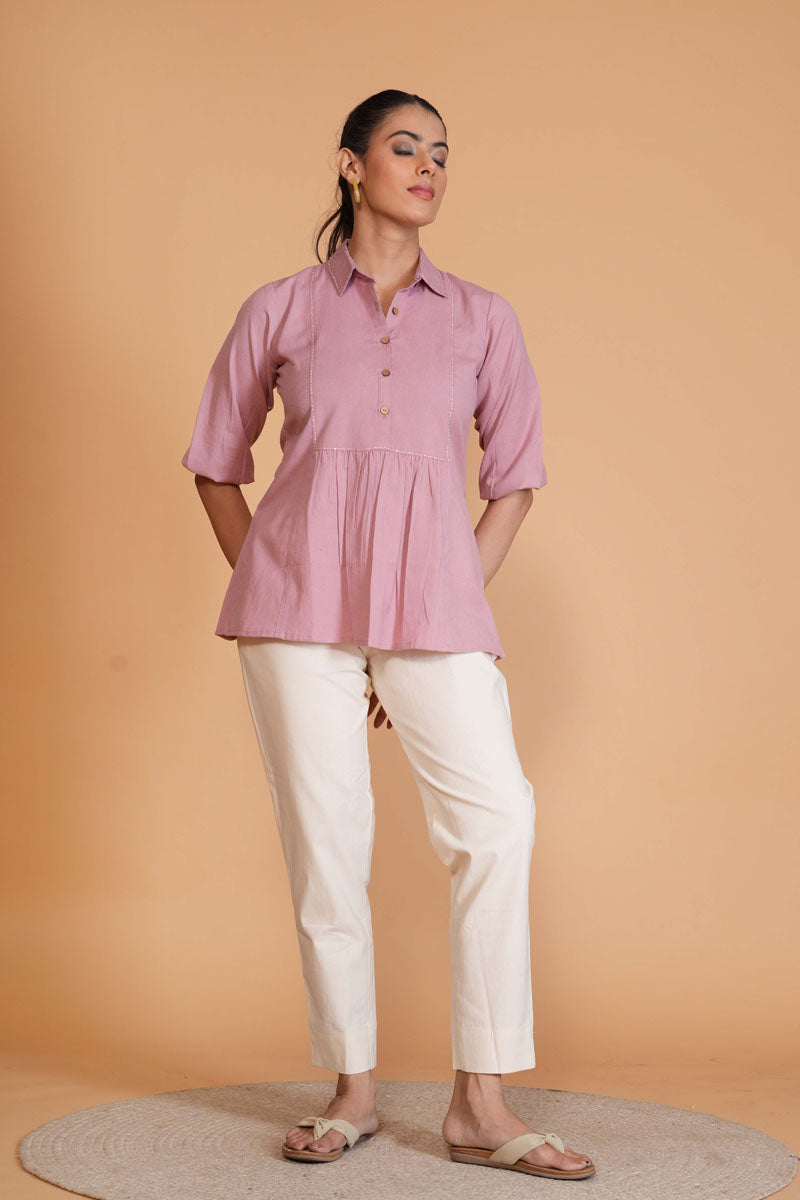 Lavender Flex Cotton A-Line Top