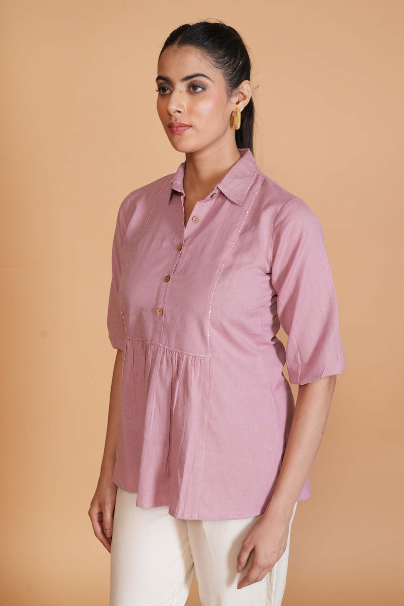 Lavender Flex Cotton A-Line Top