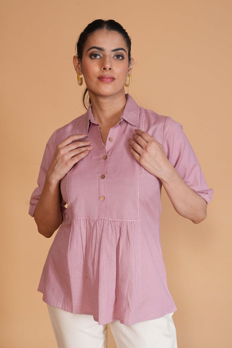 Lavender Flex Cotton A-Line Top
