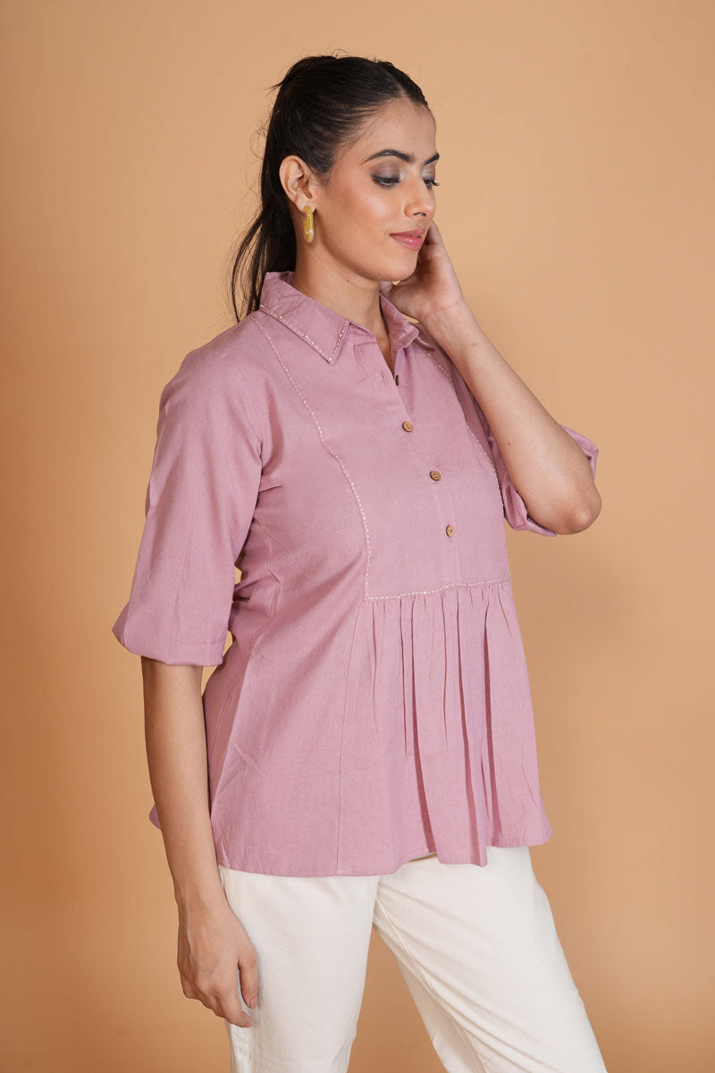 Lavender Flex Cotton A-Line Top