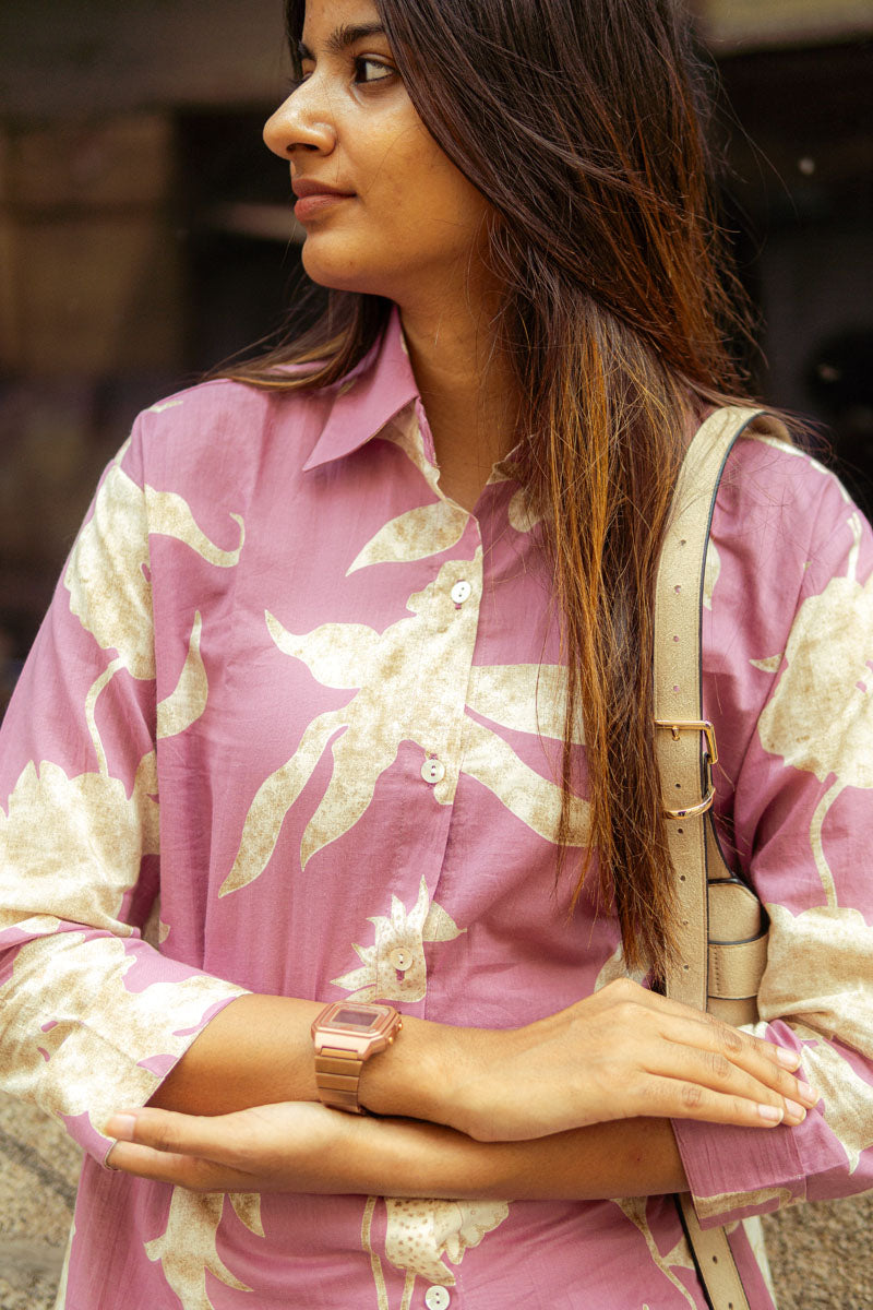 Lavender Floral Printed Shirt