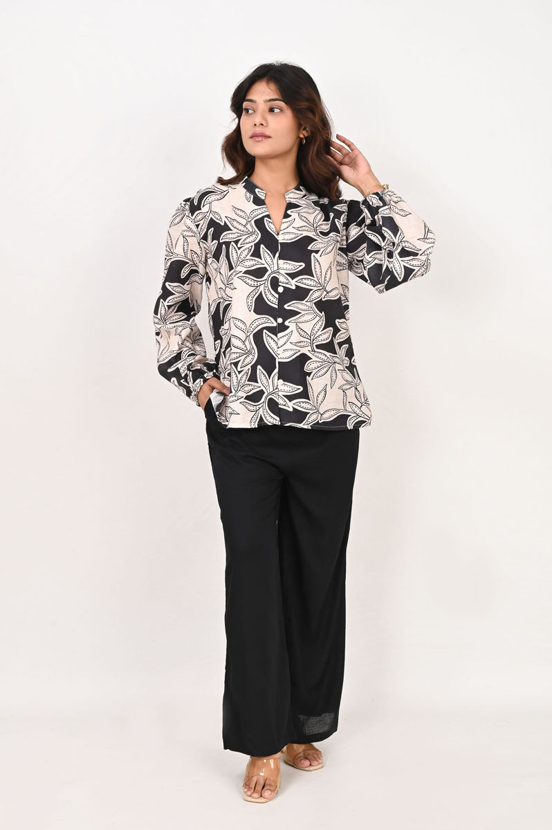 Mono Foliage Collared Shirt