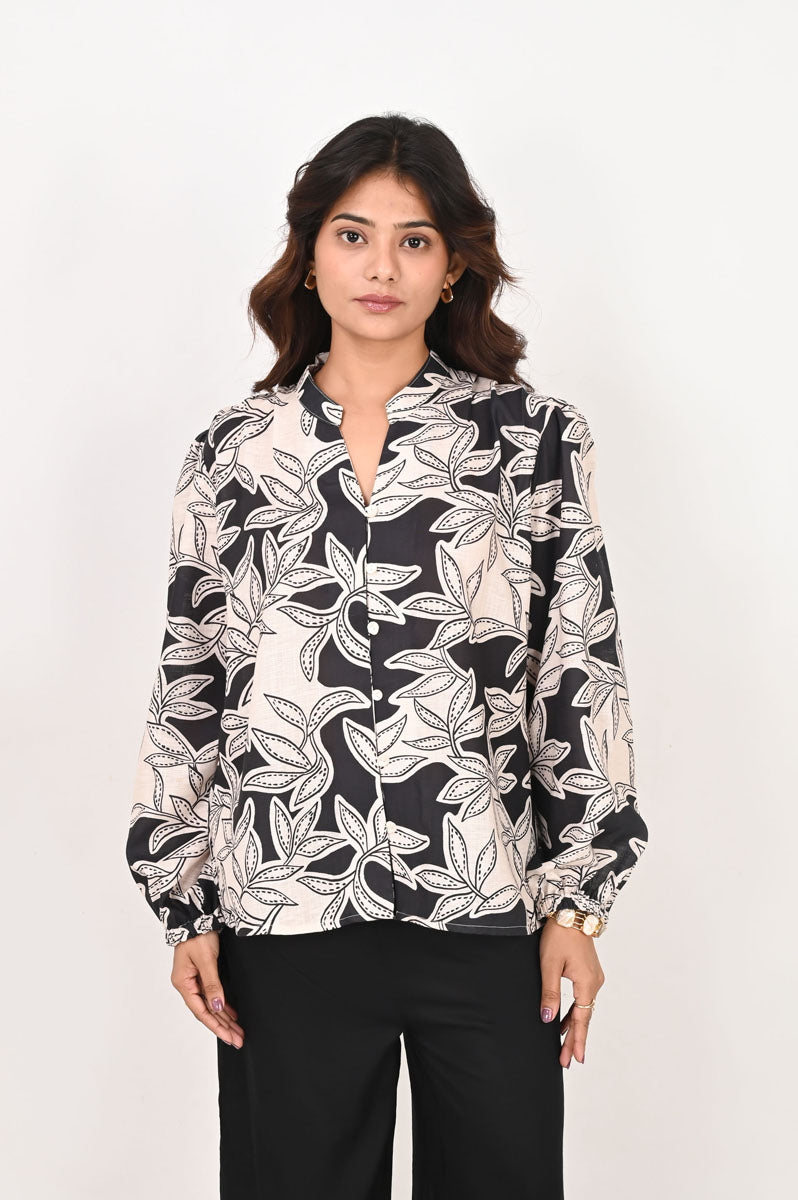 Mono Foliage Collared Shirt