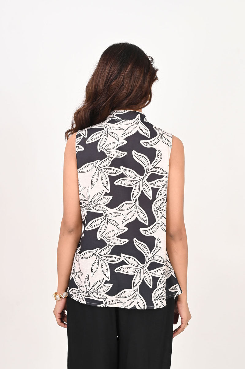 Mono Foliage Sleeveless Top
