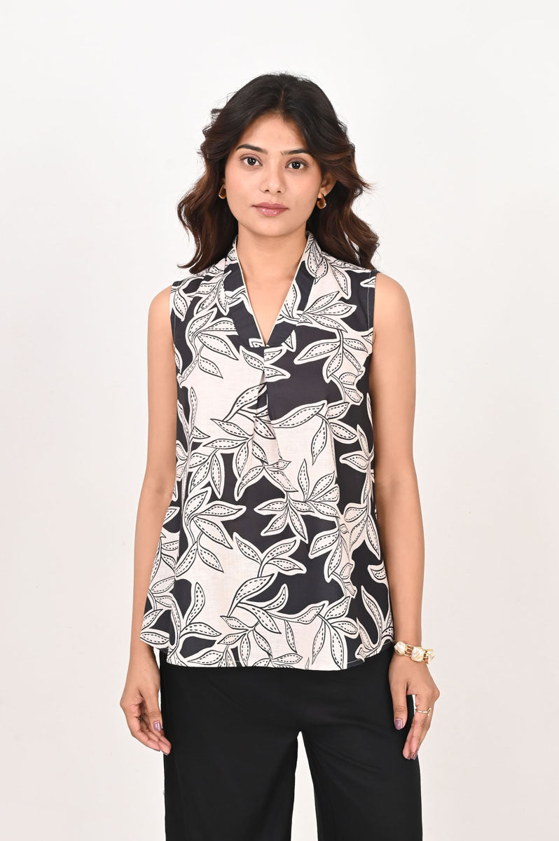 Mono Foliage Sleeveless Top