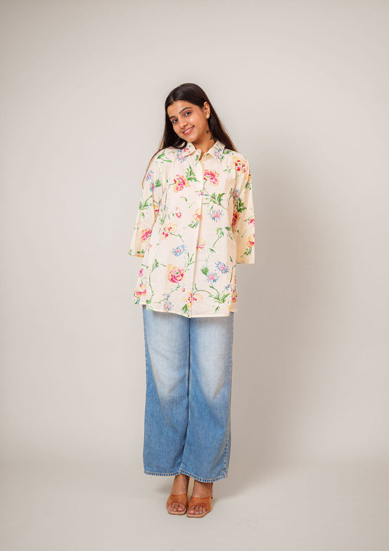 Off-White Floral Relaxed Shirt