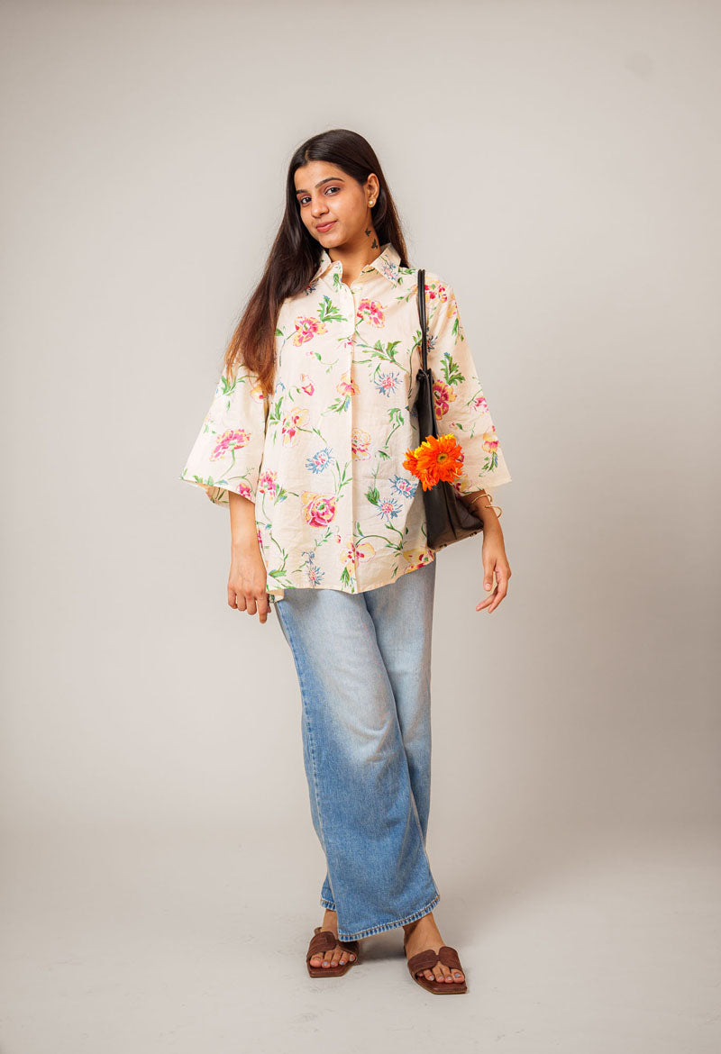 Off-White Floral Relaxed Shirt