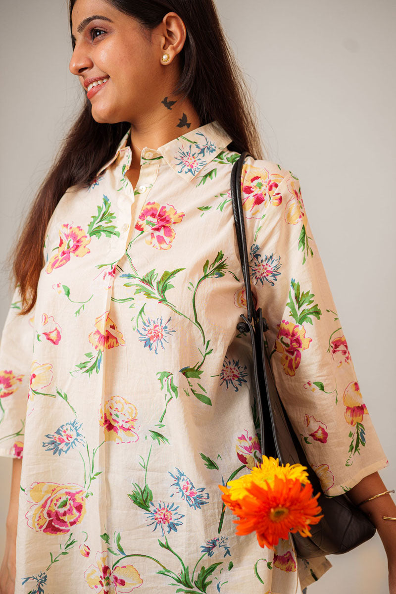 Off-White Floral Relaxed Shirt