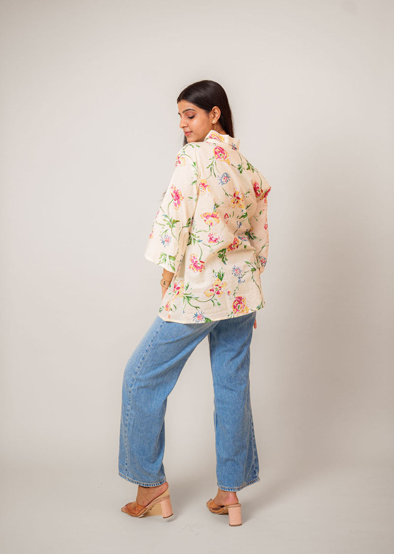 Off-White Floral Relaxed Shirt