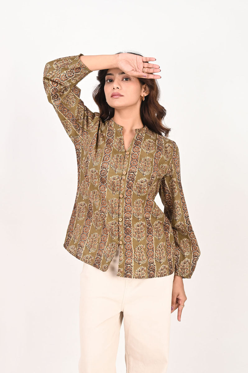 Olive Printed Shirt