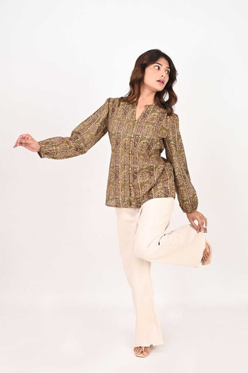 Olive Printed Shirt