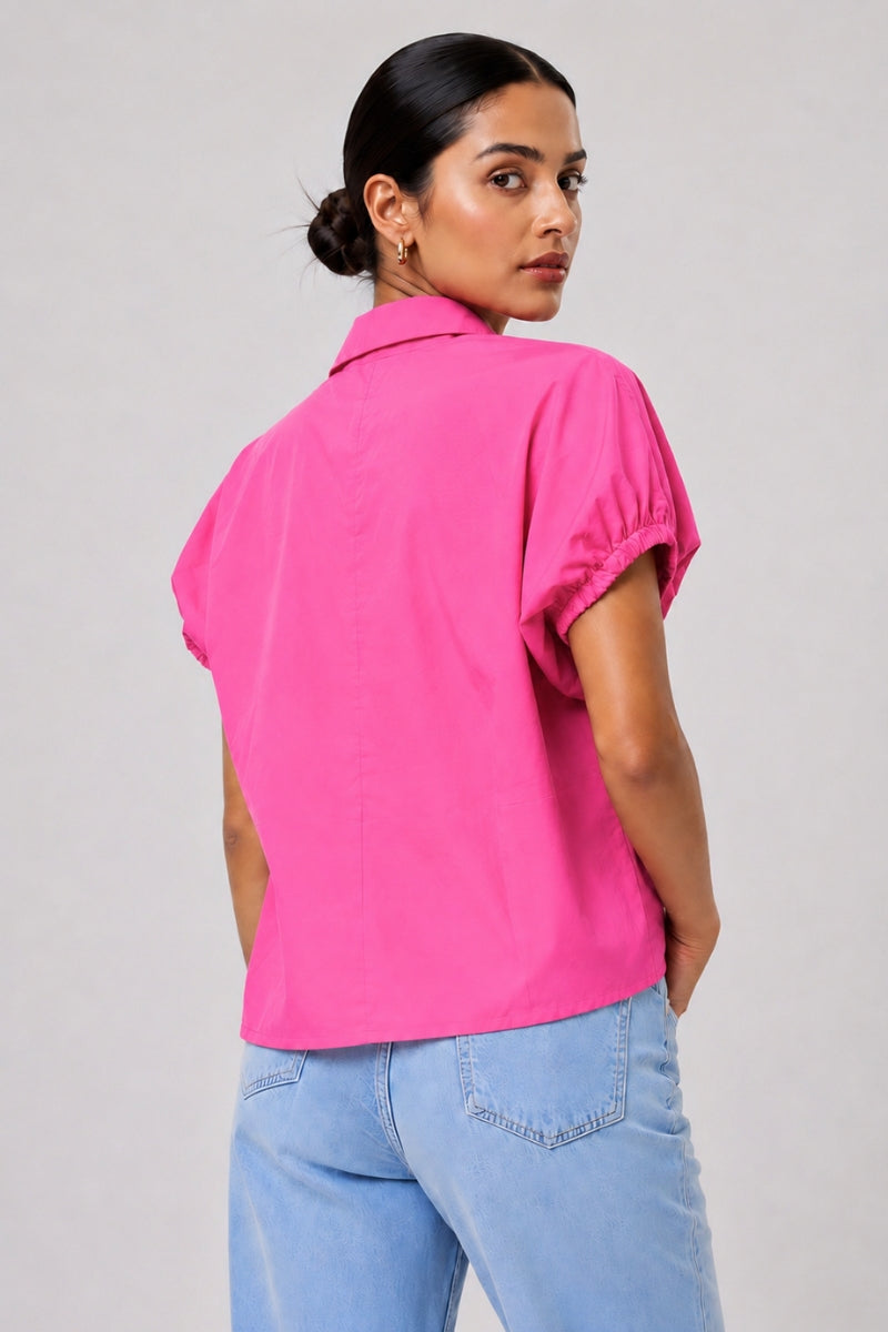 Pink Poplin Collared Shirt