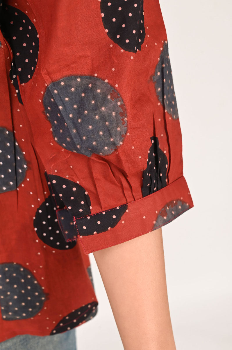 Red Polka Gathered Shirt