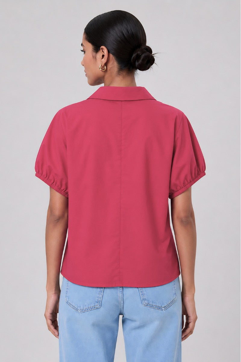 Rouge Poplin Collared Shirt