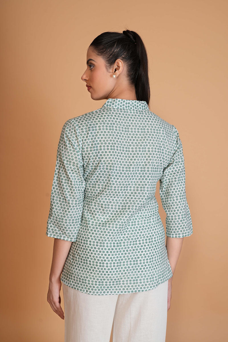 Sage Green Polka Dot Top
