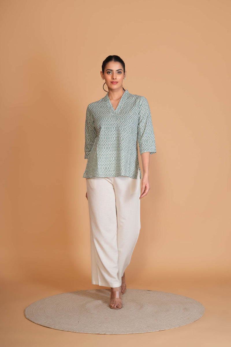 Sage Green Polka Dot Top