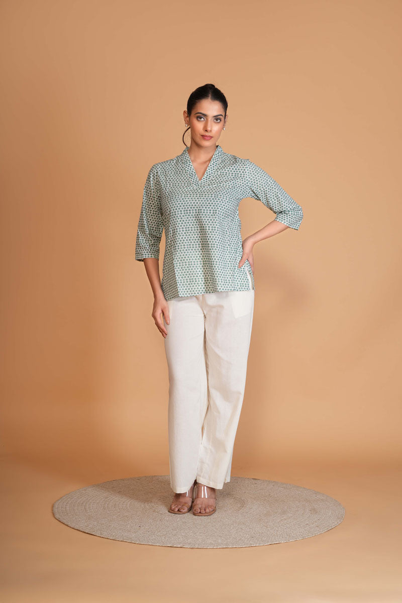 Sage Green Polka Dot Top