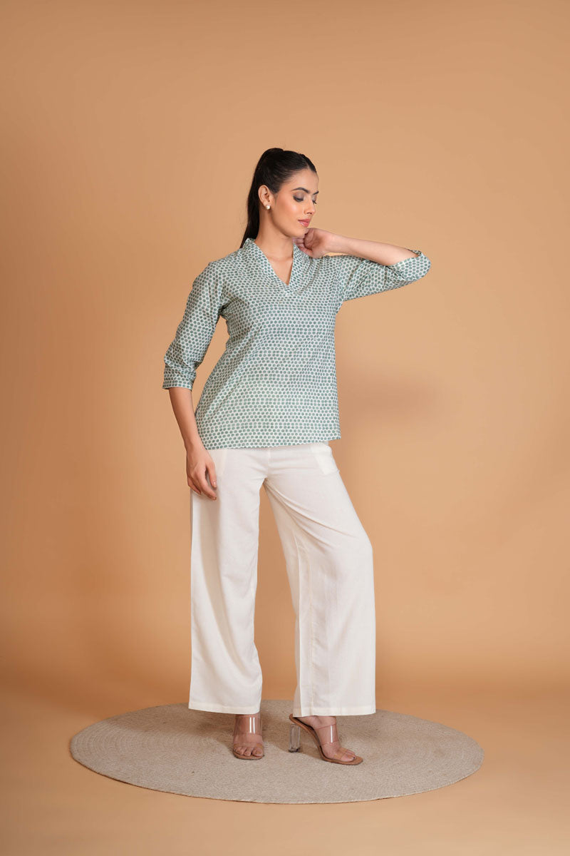 Sage Green Polka Dot Top