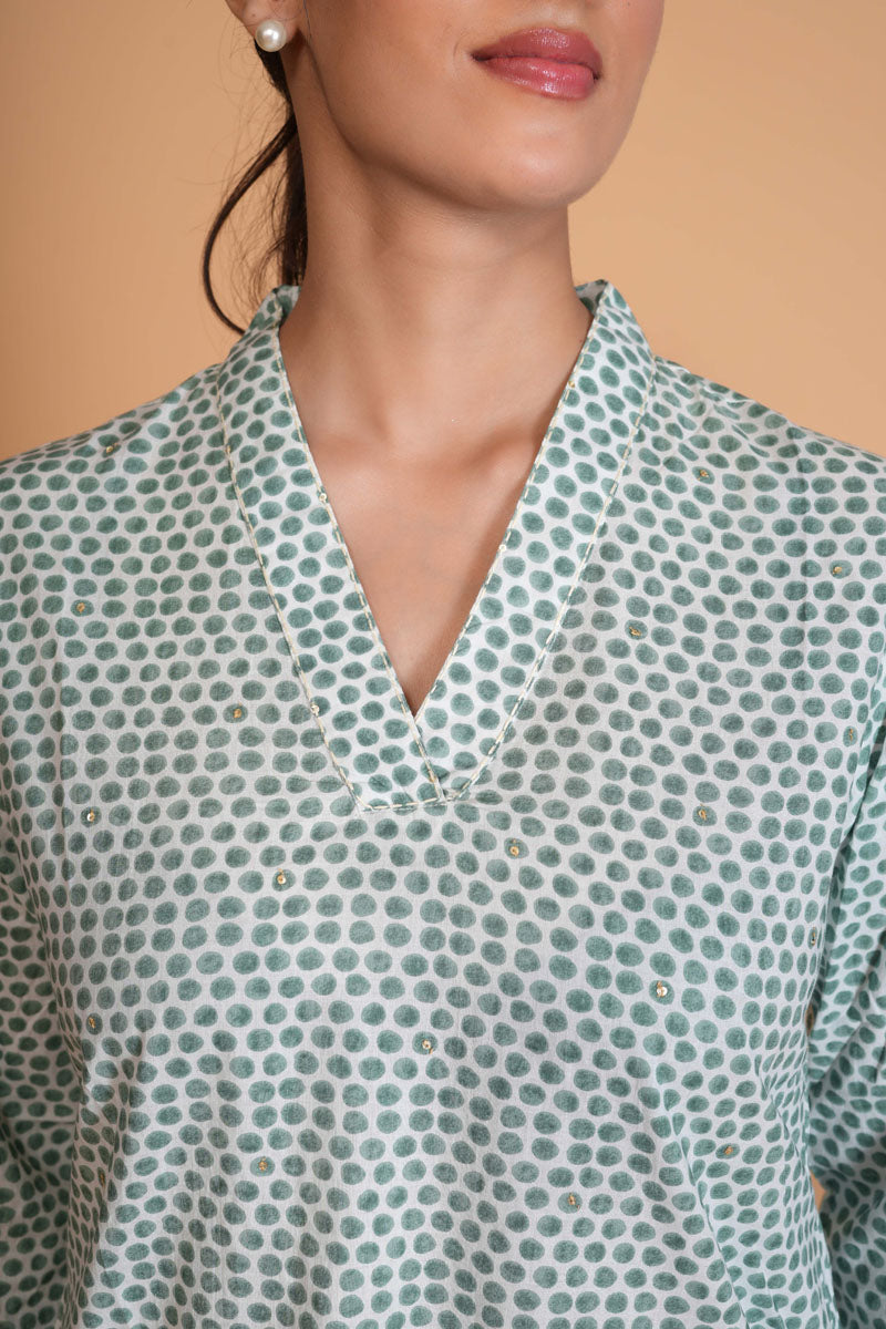 Sage Green Polka Dot Top
