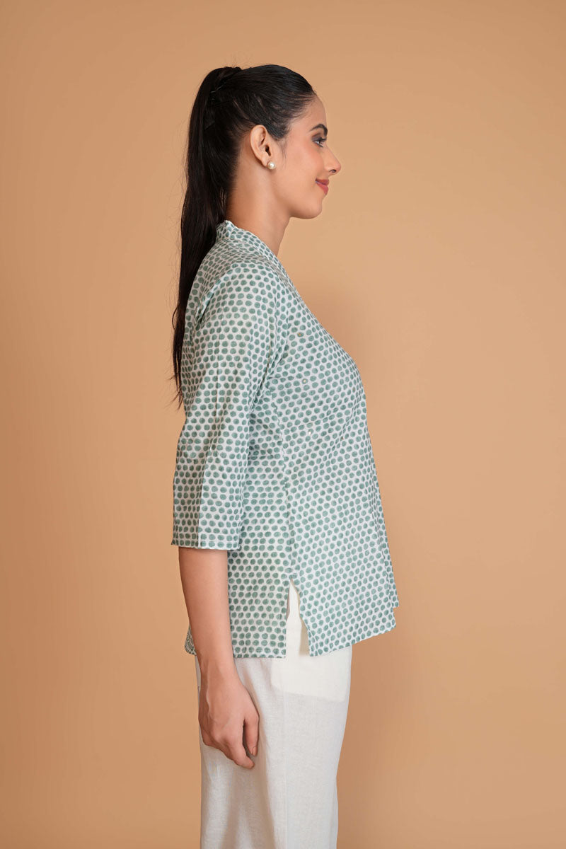 Sage Green Polka Dot Top